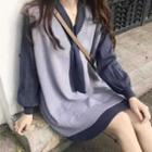 Lantern-sleeve Mini Knit Dress / Knit Vest