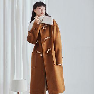 Fleece Collared Toggle Long Coat