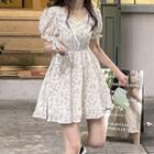 Short-sleeve Floral Mini A-line Dress / Midi A-line Dress