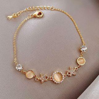 Rhinestone Faux Cat Eye Stone Alloy Bracelet Bracelet - Gold - One Size