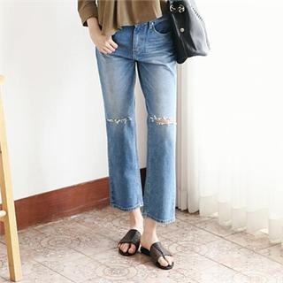 Distressed Boot-cut Jeans