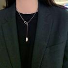 Geometric Alloy Pendant Necklace 1pc - Silver - One Size