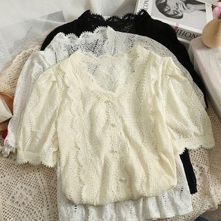 Short-sleeve Sheer Lace Shirt