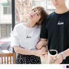 Couple Letter Embroidered Ruffled T-shirt
