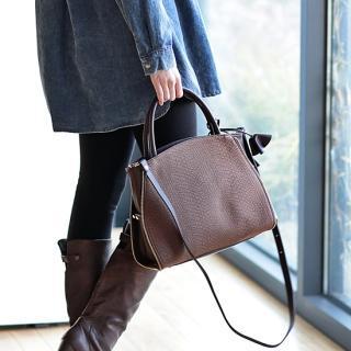 Faux Snake-skin Shoulder Bag
