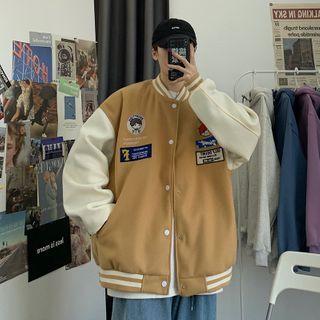 Two-tone Cartoon Baseball Jacket