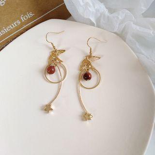Resin Bead Alloy Bird Dangle Earring