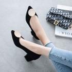 Disc Accent Chunky Heel Pumps
