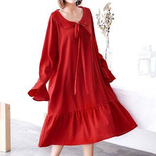 Ruffle Long-sleeve A-line Dress