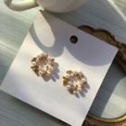 925 Sterling Silver Faux Pearl Earring 1 Pair - S925 Earrings - Gold & White - One Size