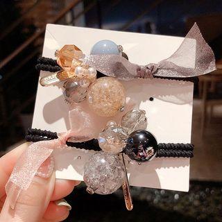 Faux Crystal Mesh Bow Hair Tie