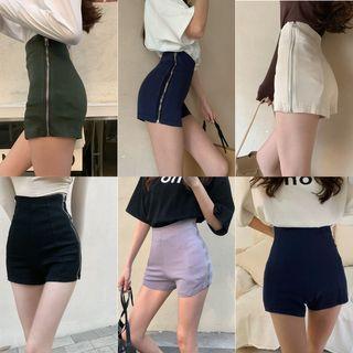 Zip-up Denim Shorts