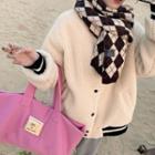 Fleece Embroidered Loose-fit Baseball Jacket
