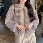 Round Neck Faux Fur Jacket
