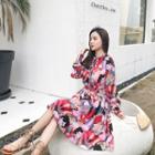 Lantern-sleeve Japanese Print A-line Sundress