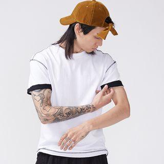 Short-sleeve Contrast Stitching T-shirt