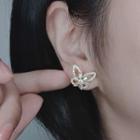Rhinestone Butterfly Earrings / Clip On Earring