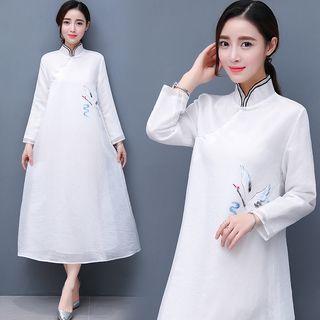 Stand-collar Organza Dress