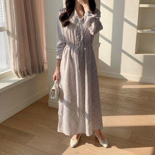 Scarf-neck Floral Maxi Dress