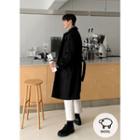 Hidden-button Wool Blend Mac Coat With Sash