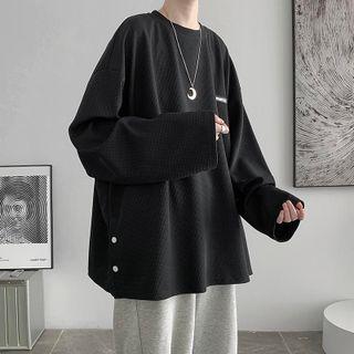 Couple Matching Long-sleeve Buttoned Hem T-shirt