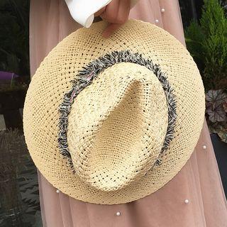 Fringe Straw Fedora Hat