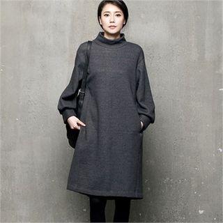 Mock-neck Loose-fit Pullover Dress