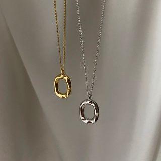 925 Sterling Silver Irregular Hoop Pendant Layered Choker Necklace