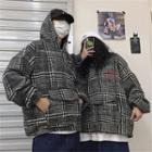 Zip Placket Plaid Hoodie