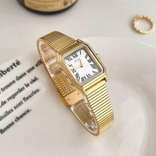 Roman Numeral Rectangle Alloy Bracelet Watch