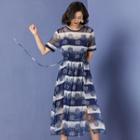 Set: Short-sleeve Midi Chiffon Dress + Spaghetti Strap Dress