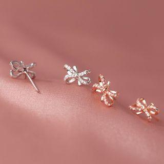 Bow Rhinestone Sterling Silver Ring