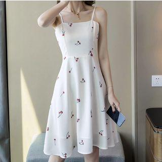 Cherry Print Spaghetti Strap A-line Dress