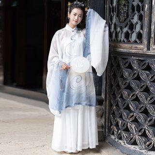 Set:: Long-sleeve Hanfu Top + Camisole + Maxi Skirt