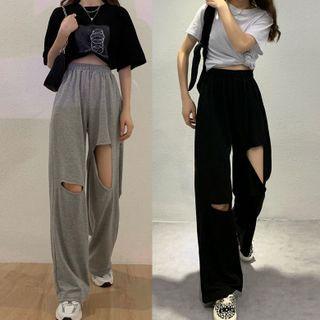 High Waist Cutout Wide Leg Sweatpants
