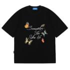 Short-sleeve Lettering Butterfly Print T-shirt