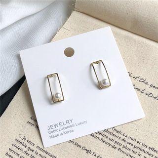 Geometry Faux Pearl Drop Earring 1 Pair - Earrings - One Size