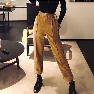 Corduroy High Waist Straight-cut Pants