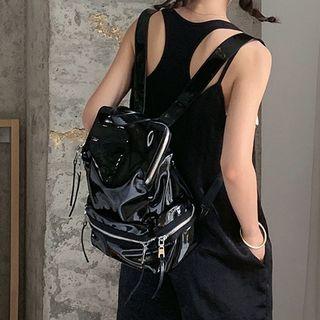 Patent Leather Backpack Glossy Black - One Size