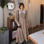 Lace-collar Floral Long Dress