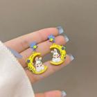 Moon Rabbit Glaze Alloy Dangle Earring 1 Pair - Yellow & Blue & White - One Size
