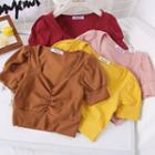 Ruched Deep V-neck Crop Top In 9 Colors