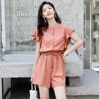 Drawstring Short-sleeve Playsuit