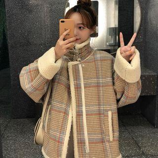Plaid Zip Coat Yellow - One Size