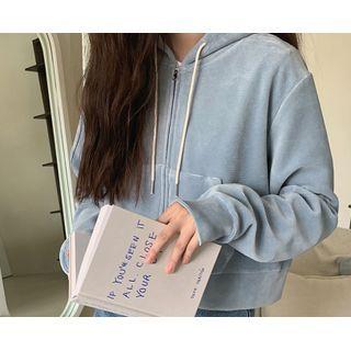 Corduroy Zip-up Cropped Hoodie