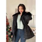 Faux-fur Collar Quilted Field Jacket