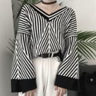 Slit-side Striped Sweater