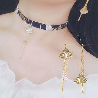 Alloy Fan Pendant Printed Choker