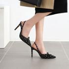 Dotted Pointy-toe Stiletto Heel Slingback Pumps