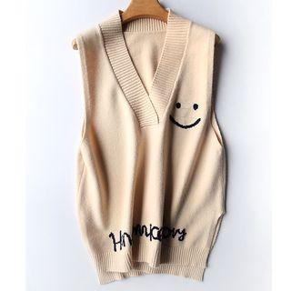 Smiley V-neck Knit Vest